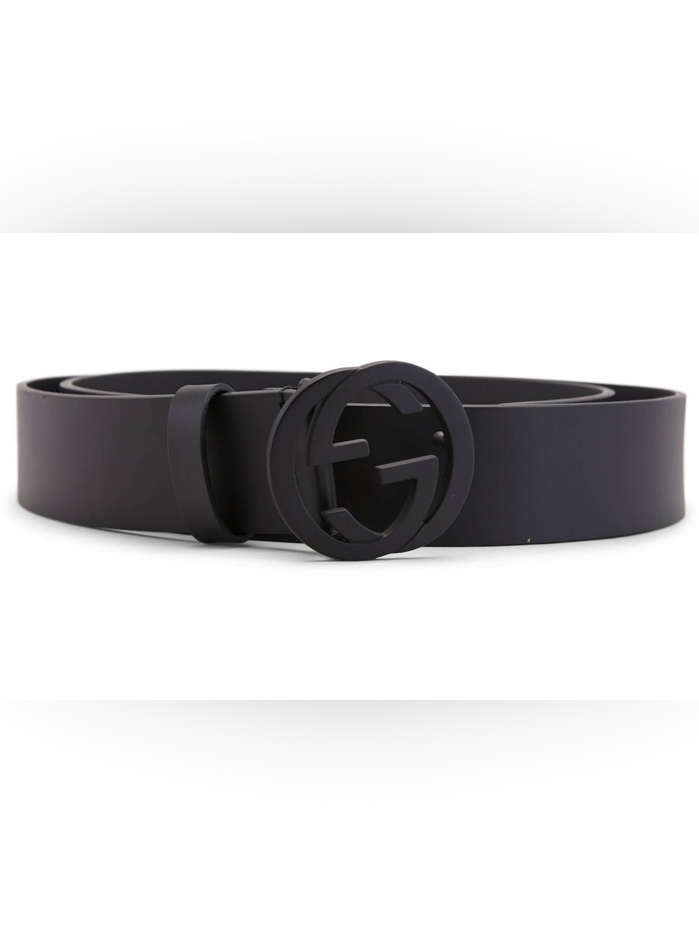 Gucci Interlocking Gg Matte Black Leather Belt Monochrome Hardware 368186 90/36